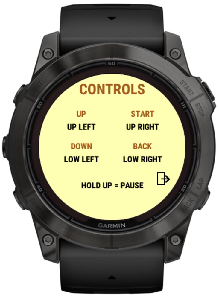 Egg Catcher LCD control guide on a Garmin fēnix 7X Pro